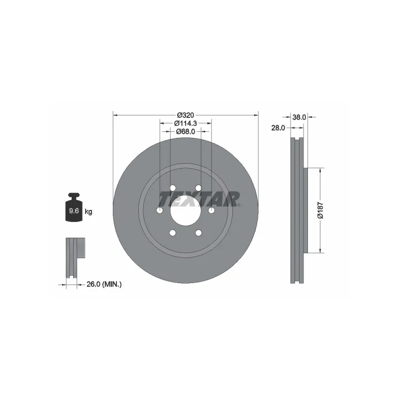 Jeu de 2 disques de frein avant TEXTAR 92164405