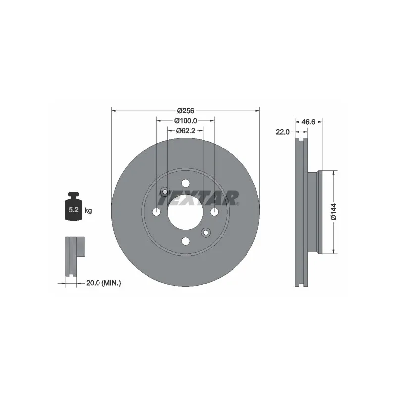 Jeu de 2 disques de frein avant TEXTAR 92164703