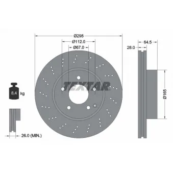 Disque de frein avant gauche TEXTAR 92165003