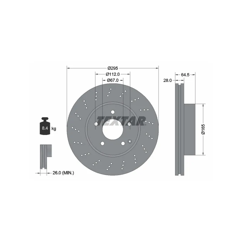 Disque de frein avant gauche TEXTAR 92165003