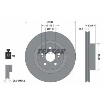 Jeu de 2 disques de frein avant TEXTAR 92167700