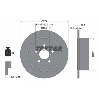 Jeu de 2 disques de frein arrière TEXTAR 92167800