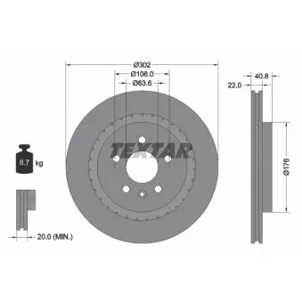 Jeu de 2 disques de frein arrière TEXTAR 92168305