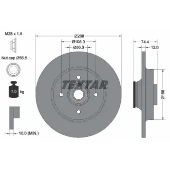 Jeu de 2 disques de frein arrière TEXTAR 92168703