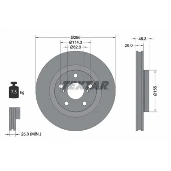 Jeu de 2 disques de frein avant TEXTAR 92168803