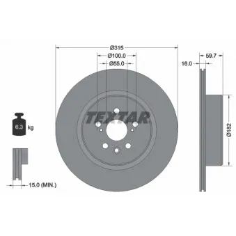 Jeu de 2 disques de frein arrière TEXTAR 92169503