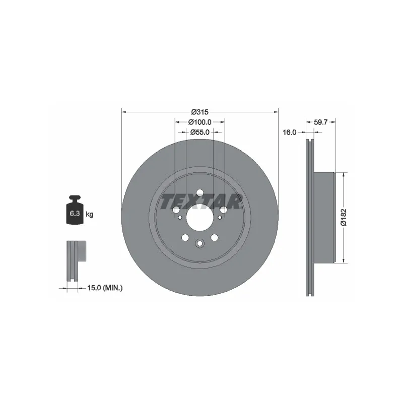 Jeu de 2 disques de frein arrière TEXTAR 92169503