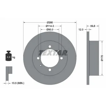 Jeu de 2 disques de frein arrière TEXTAR 92169603