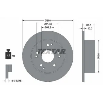 Jeu de 2 disques de frein arrière TEXTAR 92169703