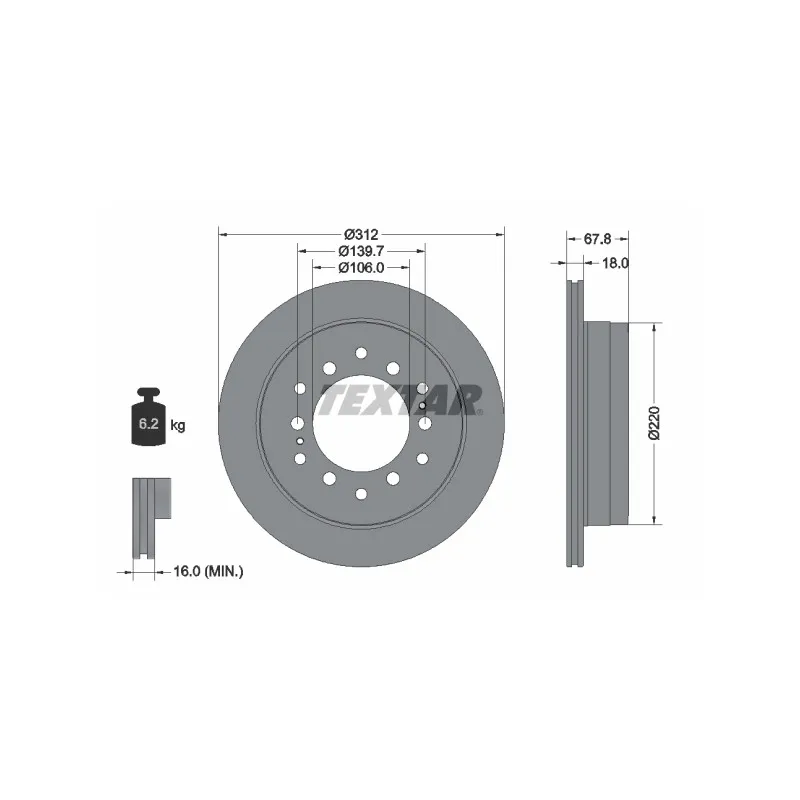 Jeu de 2 disques de frein arrière TEXTAR 92170103