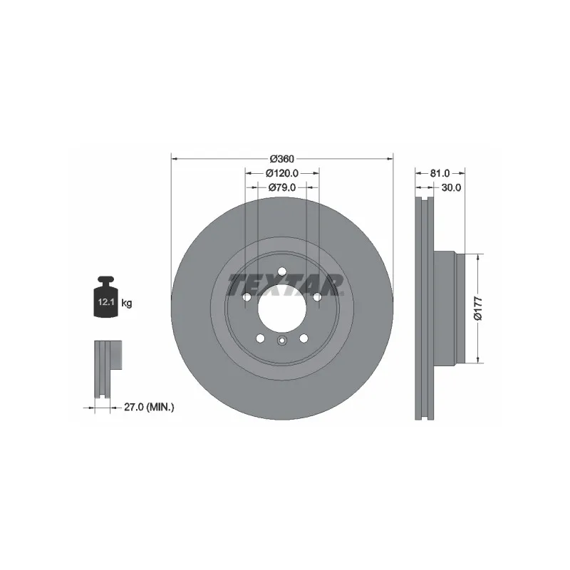 Jeu de 2 disques de frein avant TEXTAR 92178403