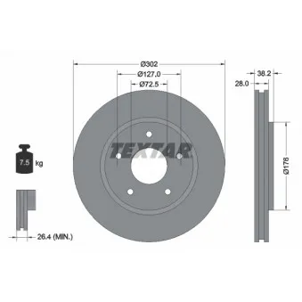 Jeu de 2 disques de frein avant TEXTAR 92181503