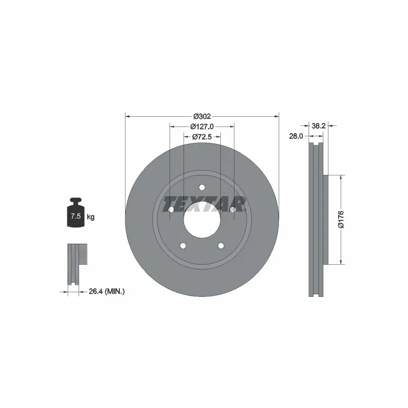 Jeu de 2 disques de frein avant TEXTAR 92181503