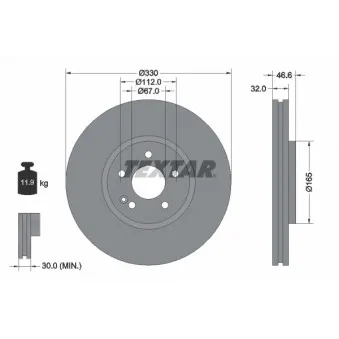 Jeu de 2 disques de frein avant TEXTAR 92181903