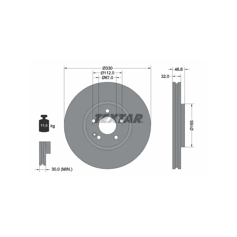 Jeu de 2 disques de frein avant TEXTAR 92181903