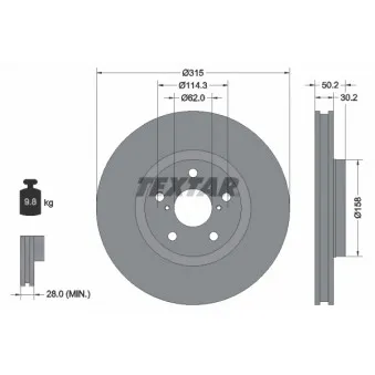 Jeu de 2 disques de frein avant TEXTAR 92185603