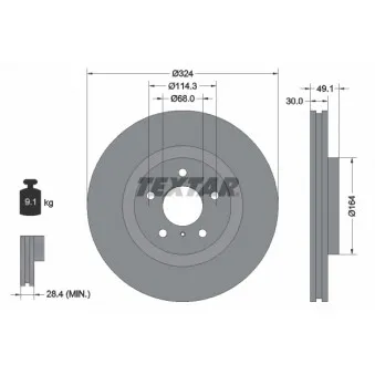 Jeu de 2 disques de frein avant TEXTAR 92194203