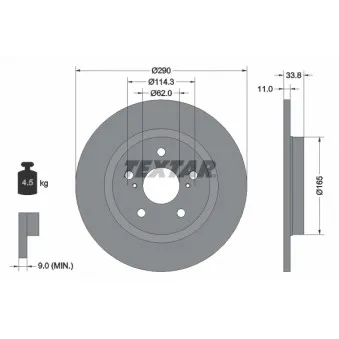 Jeu de 2 disques de frein arrière TEXTAR 92195200