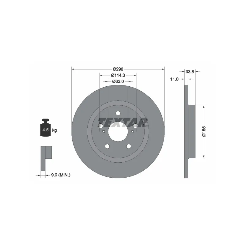 Jeu de 2 disques de frein arrière TEXTAR 92195200