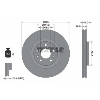 Jeu de 2 disques de frein avant TEXTAR 92195403