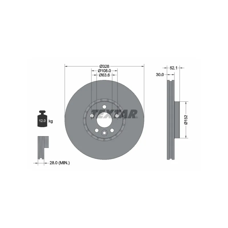 Jeu de 2 disques de frein avant TEXTAR 92196305