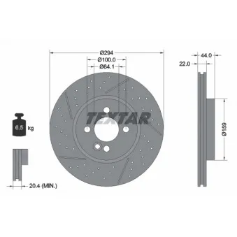 Jeu de 2 disques de frein avant TEXTAR 92196703