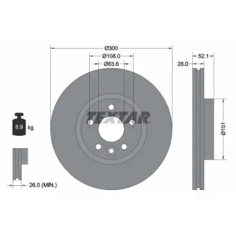 Jeu de 2 disques de frein avant TEXTAR 92196905