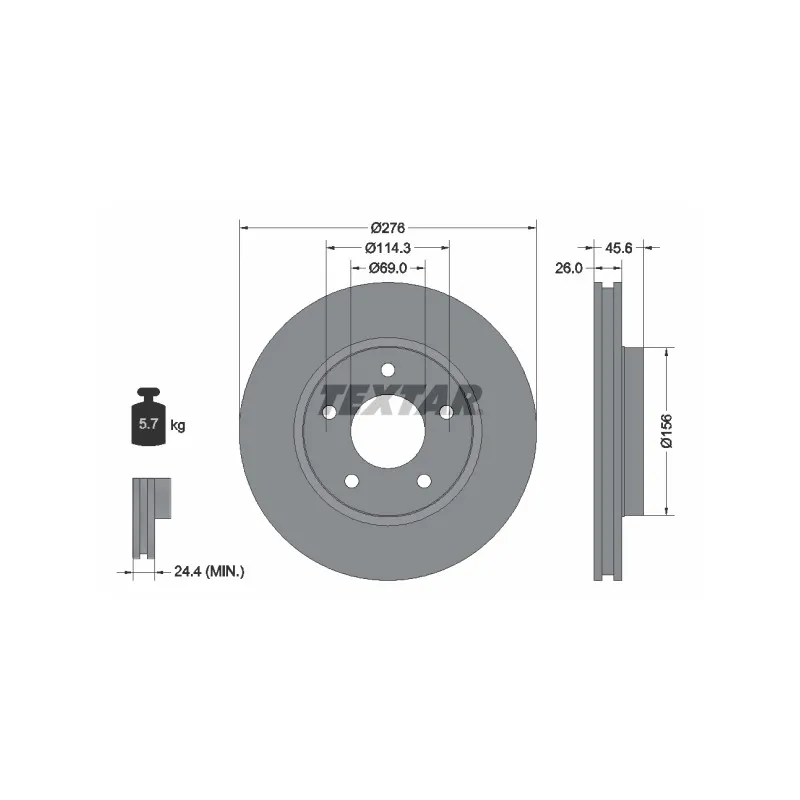 Jeu de 2 disques de frein avant TEXTAR 92197403