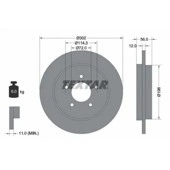 Jeu de 2 disques de frein arrière TEXTAR 92197803