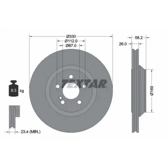 Jeu de 2 disques de frein arrière TEXTAR 92197903