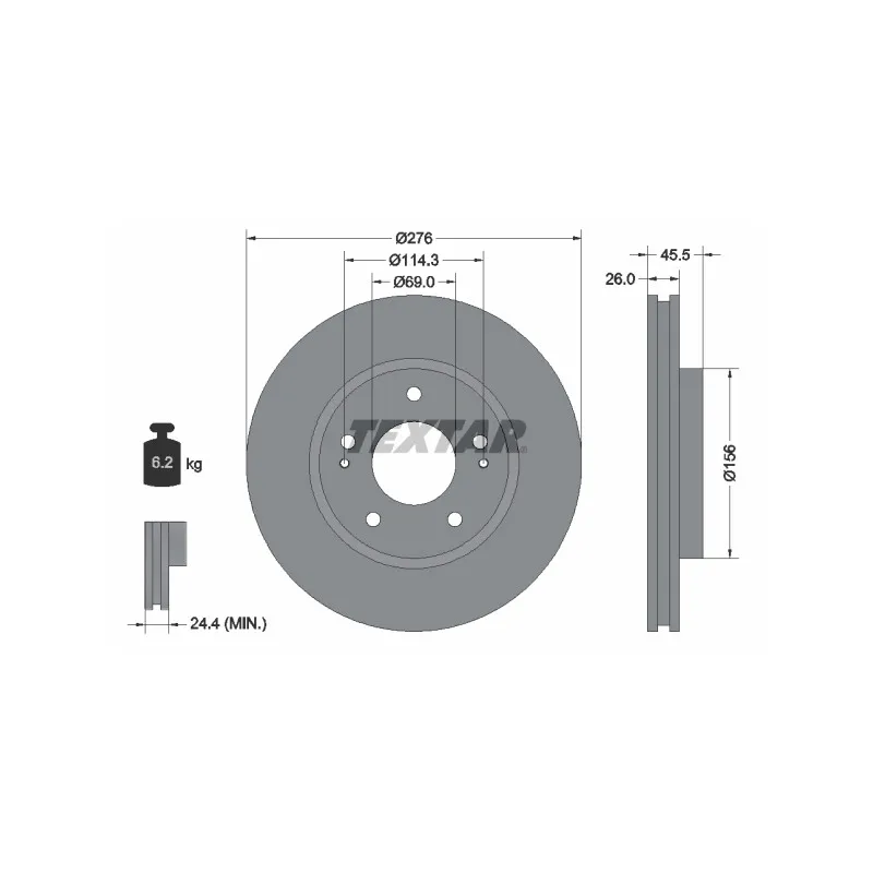 Jeu de 2 disques de frein avant TEXTAR 92198203