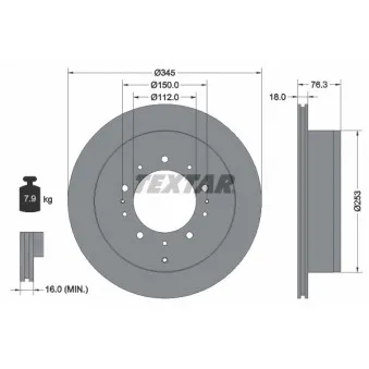 Jeu de 2 disques de frein arrière TEXTAR 92198503