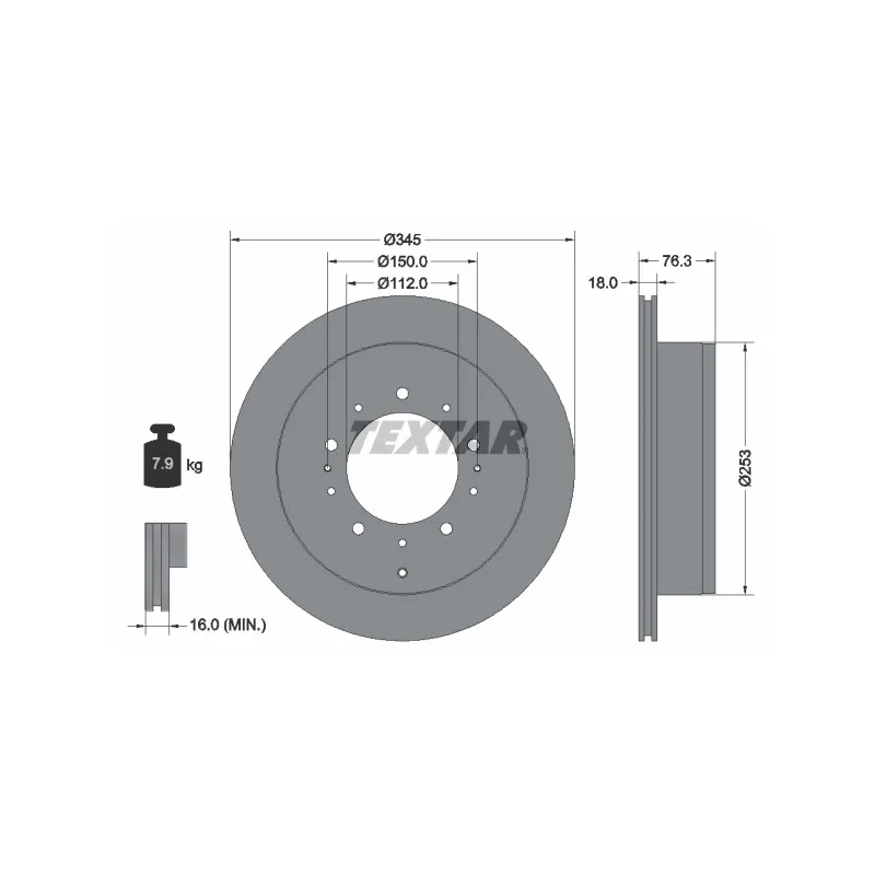 Jeu de 2 disques de frein arrière TEXTAR 92198503