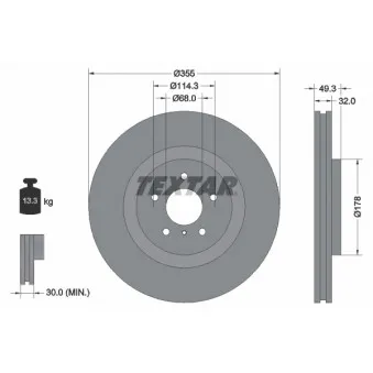 Jeu de 2 disques de frein avant TEXTAR 92199105