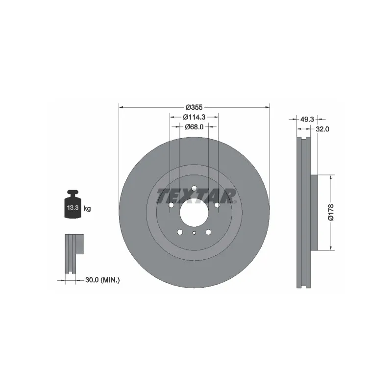 Jeu de 2 disques de frein avant TEXTAR 92199105