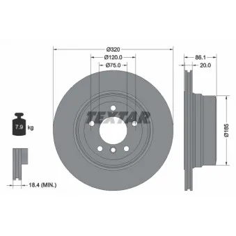 Jeu de 2 disques de frein arrière TEXTAR 92202003