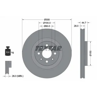 Jeu de 2 disques de frein avant TEXTAR 92202203