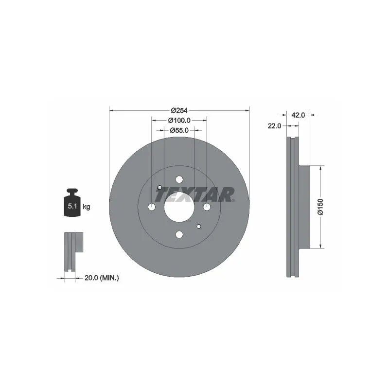 Jeu de 2 disques de frein avant TEXTAR 92204503