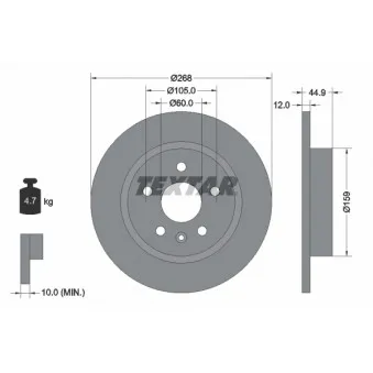 Jeu de 2 disques de frein arrière TEXTAR 92205503