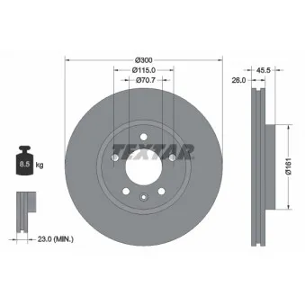 Jeu de 2 disques de frein avant TEXTAR 92205605