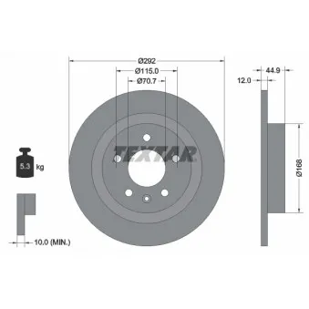 Jeu de 2 disques de frein arrière TEXTAR 92205703