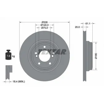 Jeu de 2 disques de frein arrière TEXTAR 92211305