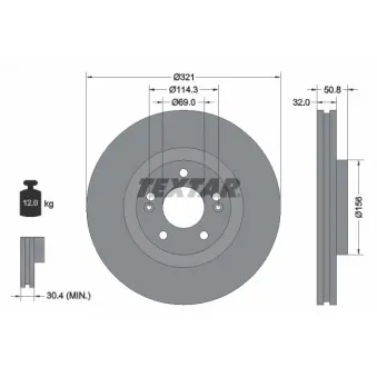 Jeu de 2 disques de frein avant TEXTAR 92221700