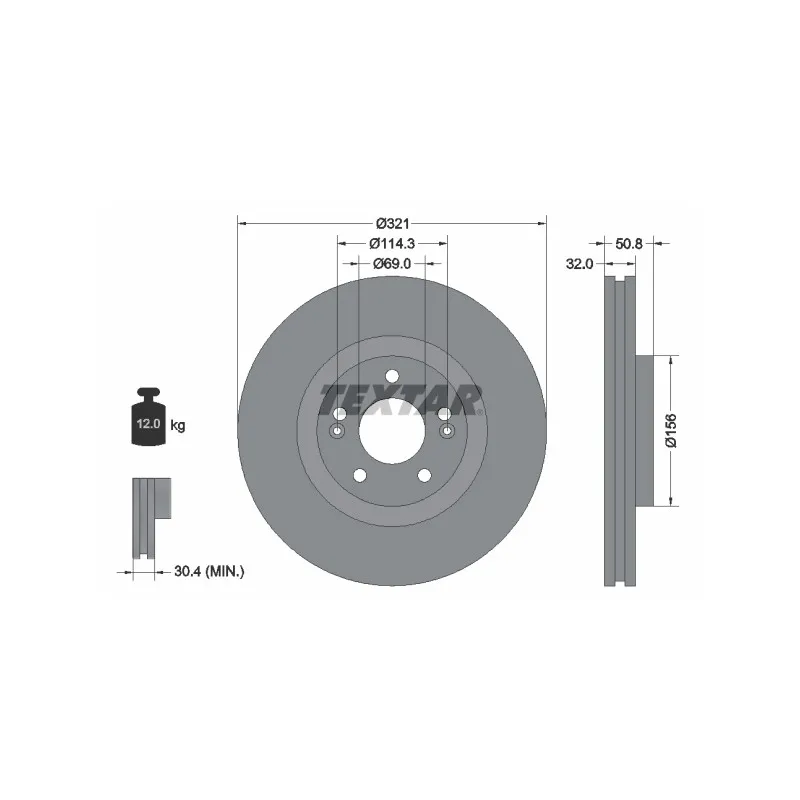 Jeu de 2 disques de frein avant TEXTAR 92221700