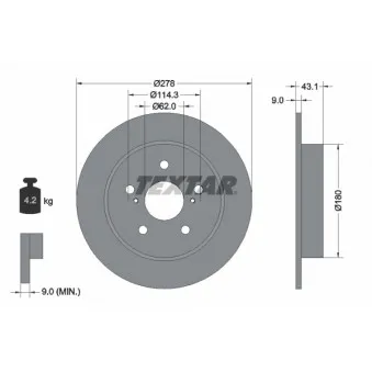 Jeu de 2 disques de frein arrière TEXTAR 92222300