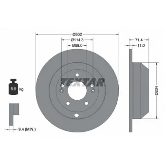 Jeu de 2 disques de frein arrière TEXTAR 92223403