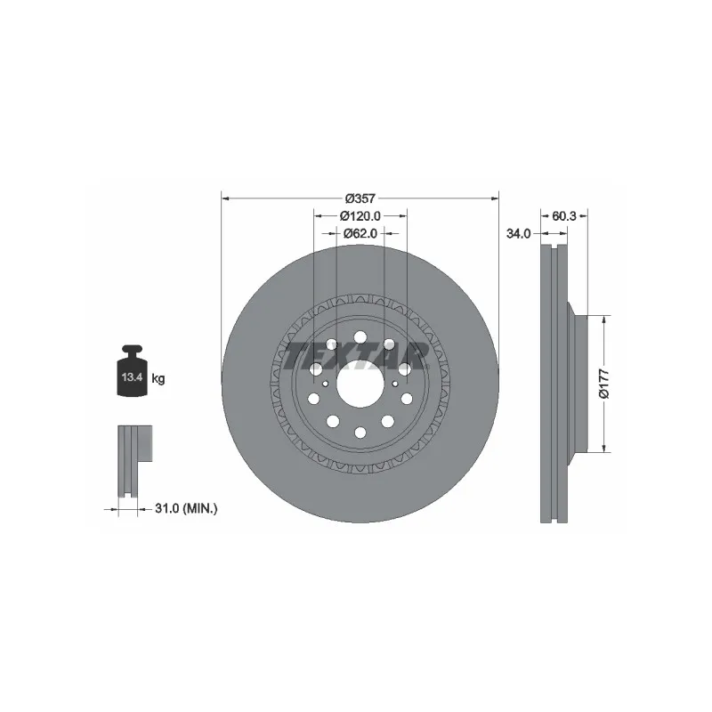 Disque de frein avant droit TEXTAR 92224303