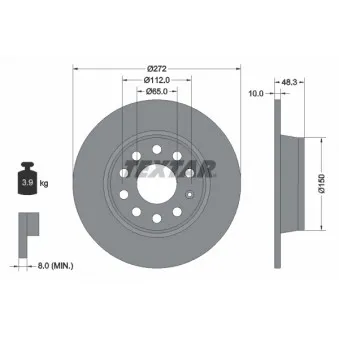 Jeu de 2 disques de frein arrière TEXTAR 92224903