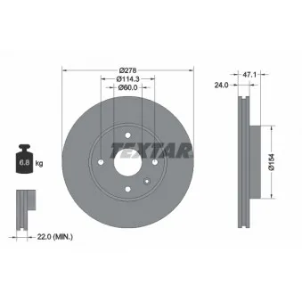 Jeu de 2 disques de frein avant TEXTAR 92227303