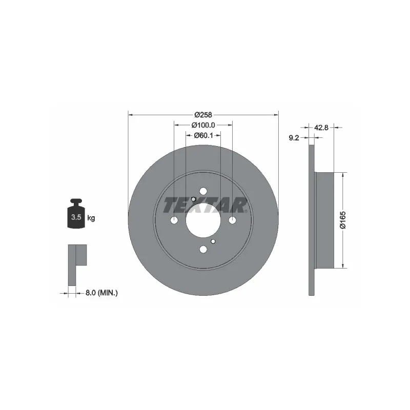 Jeu de 2 disques de frein arrière TEXTAR 92227903